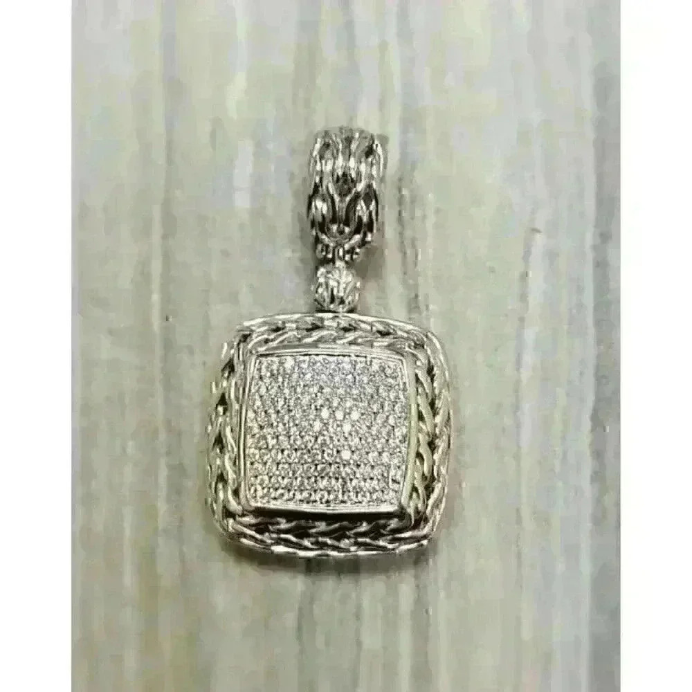 John Hardy Sterling Silver Classic Chain Enhancer with Pave Diamonds - Picture 3 of 8